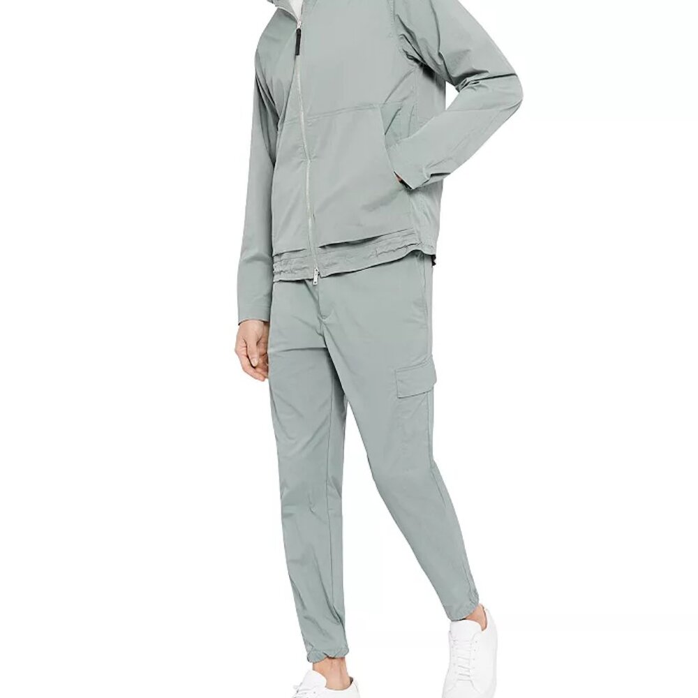 Men's Theory Haskel Kelso Piqué Packable Jacket in Steel Green - Picture 7 of 9